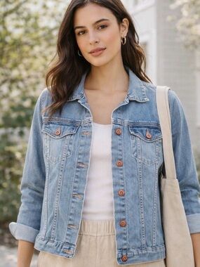 H&M L.O.G.G. Women’s Size 10 Light Wash Denim Jacket - Blue